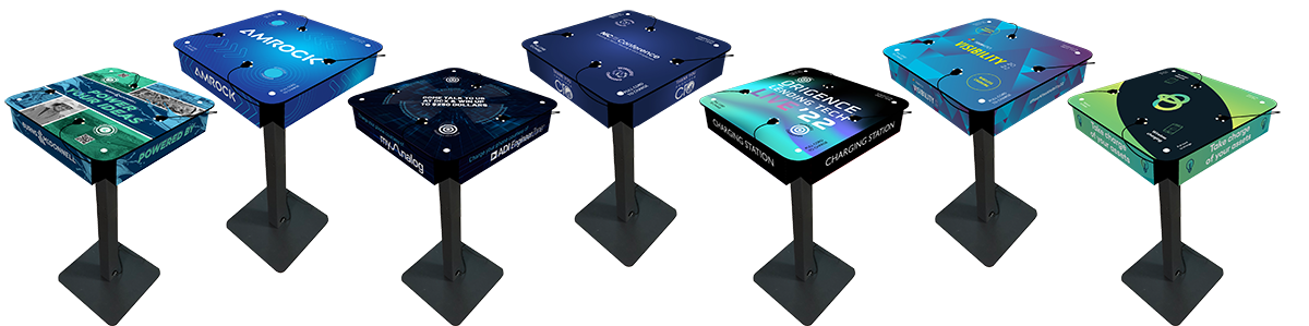 rent custom branded phone charging tables for events