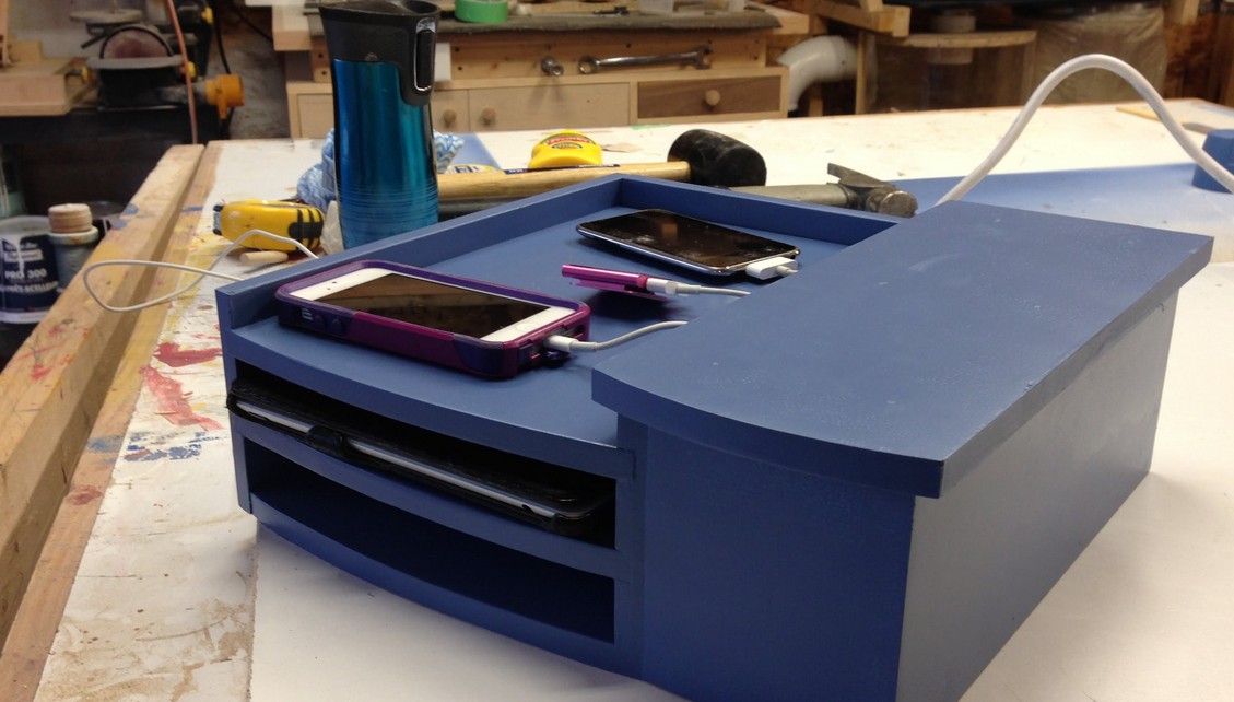 DIY phone charging stations|shampoo bottle charging station|bread box charging station|device charging station diy