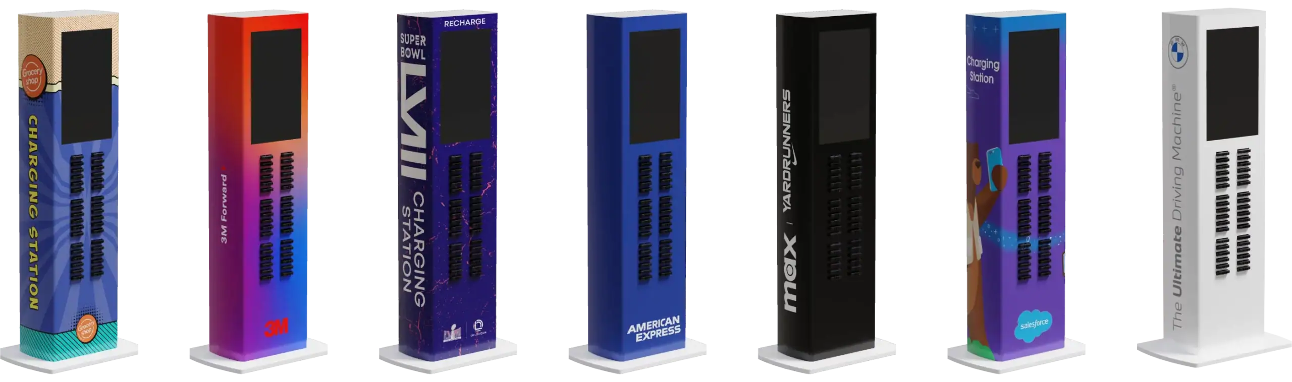 Examples of Custom Branded Portable Charger Kiosks for Events